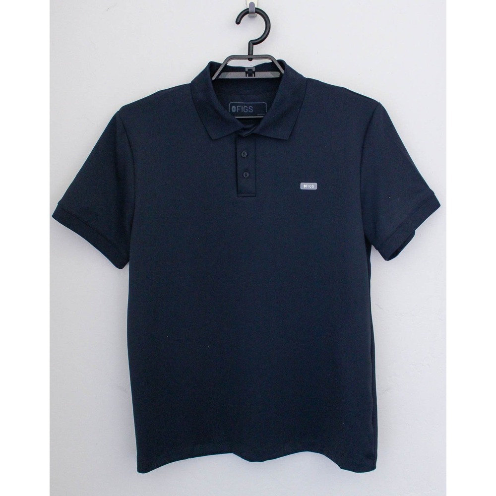 FIGS Rocco Polo Scrub Top Mens Medium Blue FORMs Stretch Short Sleeve PO10207